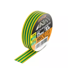 Sárga-zöld szigetelőszalag-PVC, 10 m