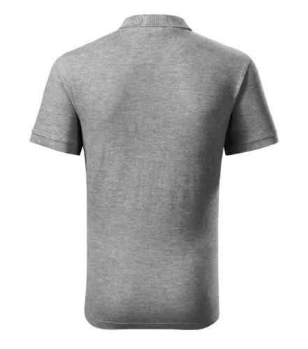 Galléros póló férfi Cotton Heavy 215 sötétszürke melírozott M méret