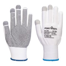   Grip 13 PVC pöttyös érintőképernyős kesztyű (12 pár) White/Grey L