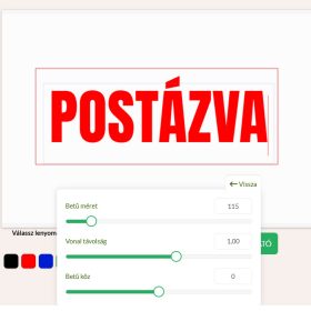 Egyedileg tervezhető szöveg bélyegző