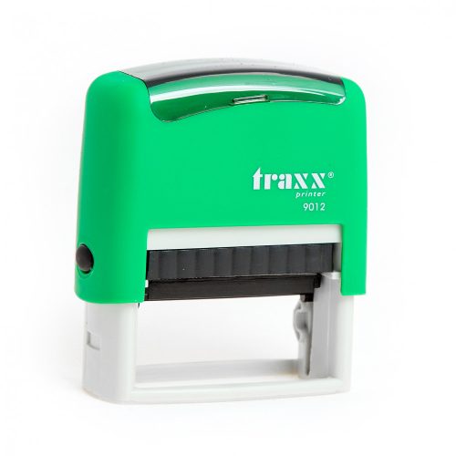 Automata zöld TRAXX  9012 bélyegző egyedi kék lenyomattal