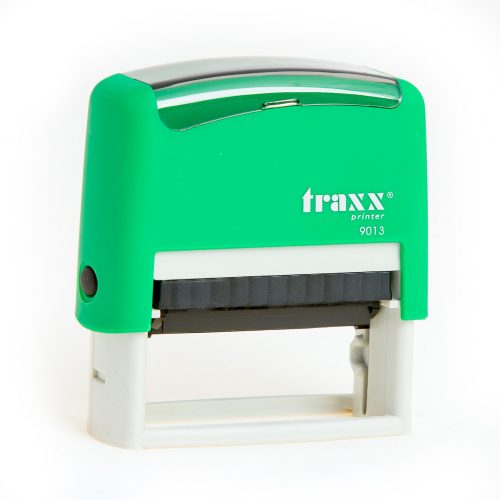Automata zöld TRAXX  9013 bélyegző egyedi fekete lenyomattal