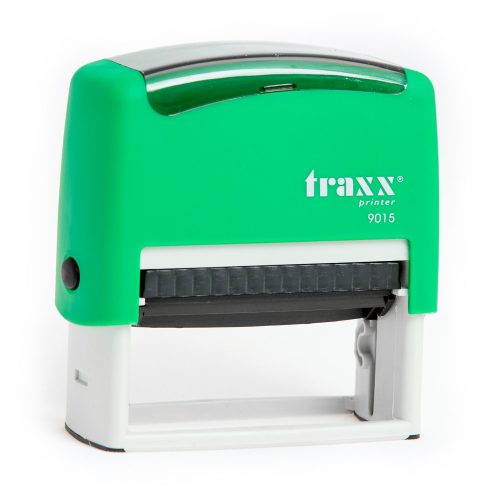 Automata zöld TRAXX  9015 bélyegző egyedi fekete lenyomattal