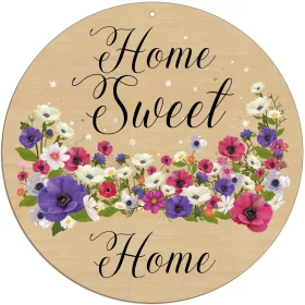 Fából készült ajtódísz Home Sweet Home mintával