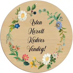   Fából készült ajtódísz Isten Hozott vadvirág mintával