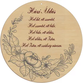 Fából készült ajtódísz Házi áldás mintával