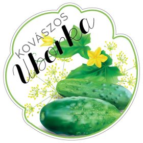   Formavágott lekvár cimke KOVÁSZOS UBORKA öntapadós műanyag alapú 5 db/csomag