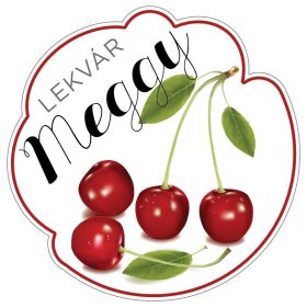   Formavágott lekvár cimke MEGGY öntapadós műanyag alapú 5 db/csomag