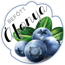   Formavágott befőtt cimke ÁFONYA öntapadós műanyag alapú 5 db/csomag