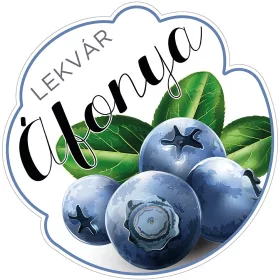   Formavágott lekvár cimke ÁFONYA öntapadós műanyag alapú 5 db/csomag