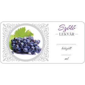   Szőlő lekvár öntapadós műanyag alapú cimke 6 db/csomag