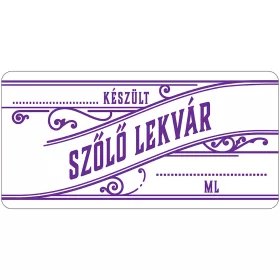   Szőlő lekvár öntapadós műanyag alapú cimke 6 db/csomag