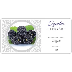 Szeder lekvár öntapadós műanyag alapú cimke 6 db/csomag
