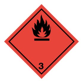   ADR-bárca 3.-osztály, Gyúlékony folyékony anyagok Öntapadós matrica 100x100 mm