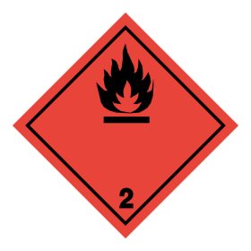   ADR-bárca 2.-osztály, Gyúlékony-gázok, 2.1-alosztály Öntapadós matrica 100x100 mm