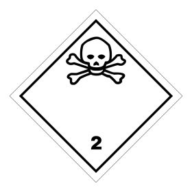   ADR-bárca 2.-osztály, Mérgező gázok, 2.3-alosztály Öntapadós matrica 100x100 mm