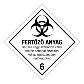   ADR-bárca 6.2. osztály, Fertőző anyagok Öntapadós matrica 100x100 mm