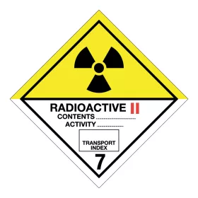  ADR-bárca 7. osztály, Radioaktív anyagok, 7B alosztály Öntapadós matrica 100x100 mm