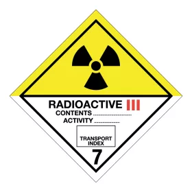   ADR-bárca 7. osztály, Radioaktív anyagok, 7C alosztály Öntapadós matrica 100x100 mm