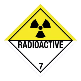   ADR-bárca 7. osztály, Radioaktív anyagok, 7D alosztály Öntapadós matrica 100x100 mm
