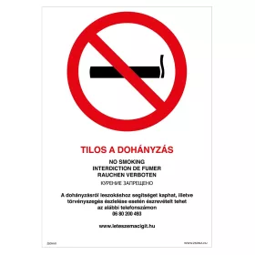 Tilos a dohányzás! Öntapadós matrica A4 méretben