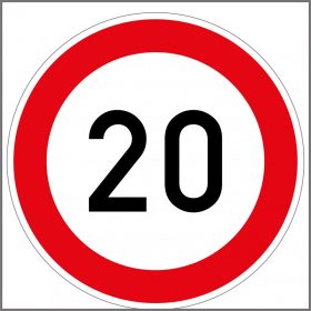   Közúti jelzőtábla sebességkorlátozó "20" műanyag