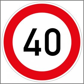   Közúti jelzőtábla sebességkorlátozó "40" műanyag