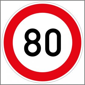  Közúti jelzőtábla sebességkorlátozó "80" műanyag