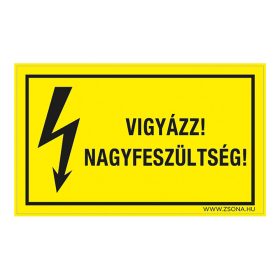 Vigyázz! Nagyfeszültség! Öntapadós matrica 160x100 mm