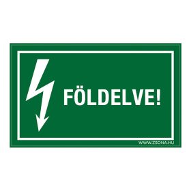 Földelve! Öntapadós matrica 160x100 mm