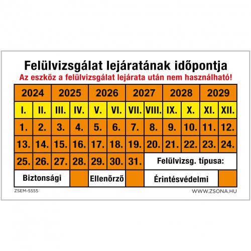 Felülvizsgálat lejáratának időpontja Öntapadós matrica csomag 100X60 mm 5db/csomag