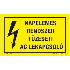   Napelemes rendszer tűzeseti AC lekapcsoló Öntapadós matrica 160x100 mm