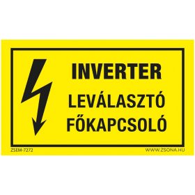  Inverter leválasztó főkapcsoló Öntapadós matrica 160x100 mm