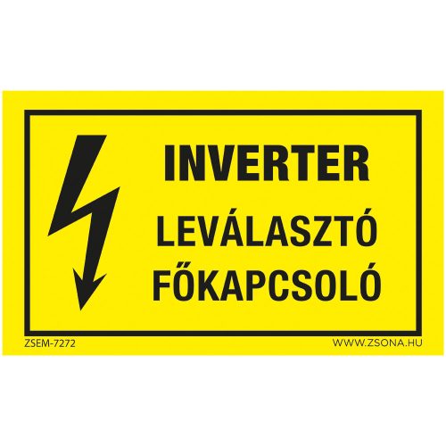 Inverter leválasztó főkapcsoló Öntapadós matrica 160x250 mm