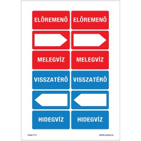 Fűtés szerelvény matrica csomag 8x4 cm