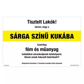   Szelektív hulladékgyűjtő fém és műanyag Öntapadós matrica 160x100 mm