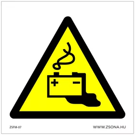 Akkumulátorhelyiség Öntapadós matrica 100x100 mm