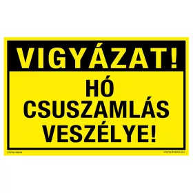   Vigyázat! Hó csuszamlás veszélye! fekvő Öntapadós matrica 160x100 mm