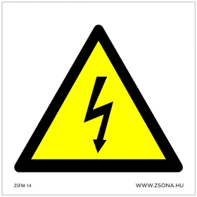 Áramütés veszélye! Öntapadós matrica 100x100 mm