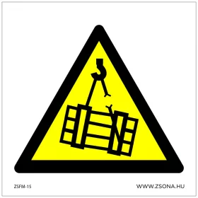 Függő teher! Öntapadós matrica 100x100 mm