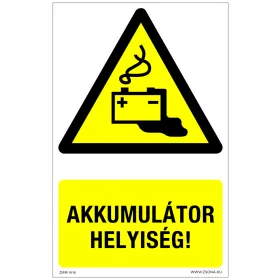 Akkumulátorhelyiség Öntapadós matrica 160x100 mm