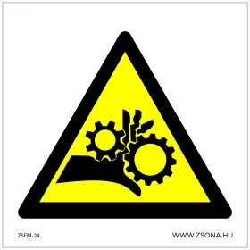   Vigyázz! Összeforgó hengerpárok Öntapadós matrica 100x100 mm