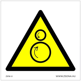 Mozgó gépelemek! Öntapadós matrica 100x100 mm