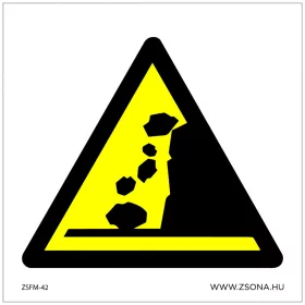 Vigyázat! Omlásveszély! Öntapadós matrica 100x100 mm