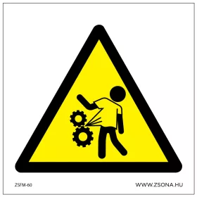   Vigyázz A mozgó fogaskerekekbe belekadhat a ruha Öntapadós matrica 100x100 mm