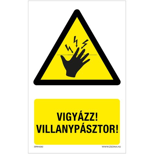 Vigyázz! Villanypásztor! Öntapadós matrica 160x100 mm