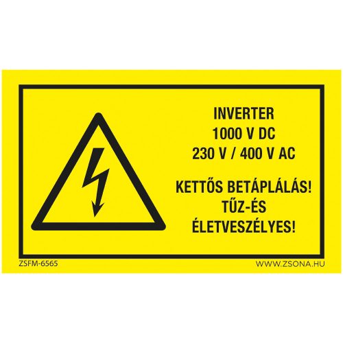 Inverter 1000 V DC Öntapadós matrica 160x100 mm