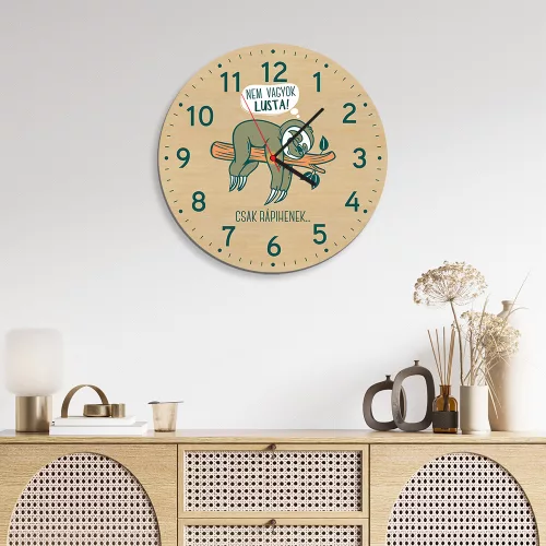 Fából készült falióra - Nem vagyok lusta 25 cm