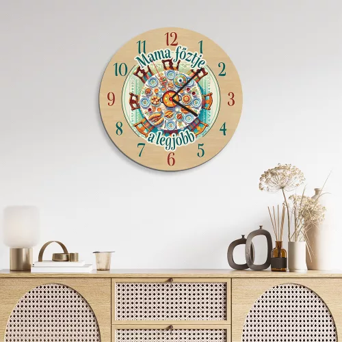 Fából készült falióra - Mama főztje a legjobb 25 cm