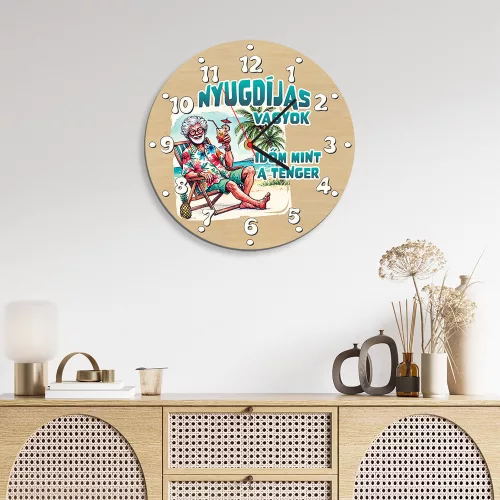 Fából készült falióra - Nyugdíjas vagyok férfi 25 cm